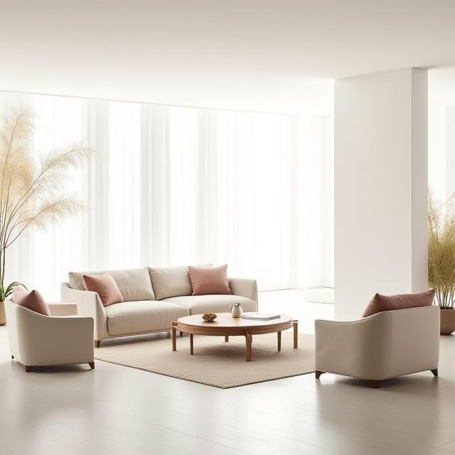 Divano e poltrone della collezione Sereno in un ambiente luminoso.